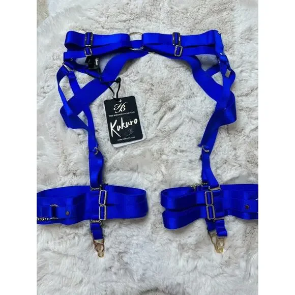 Honey Birdette KUKURO💙 Electric Blue Bondage Garter Suspender Belt XXS - Picture 3 of 3